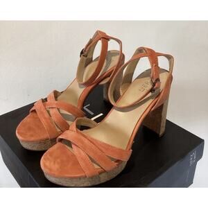 NWOB Naturalizer Mallory Ankle Strap Platform Sandals Pottery Orange Size 9M